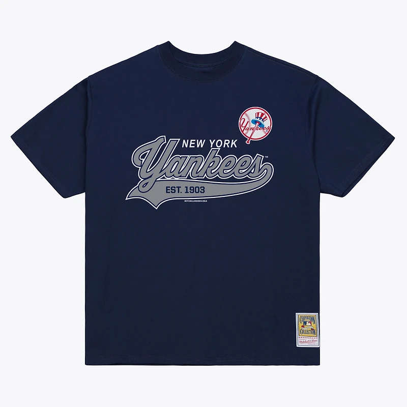 Men's Mitchell & Ness  Navy New York Yankees Script Sweep Arch T-Shirt