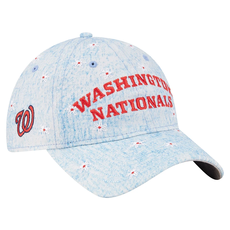 Women's New Era Light Blue Washington Nationals Daisy All Over 9TWENTY Adjustable Hat