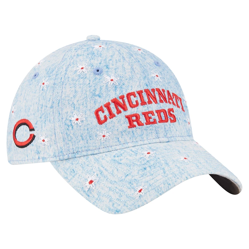 Women's New Era Light Blue Cincinnati Reds Daisy All Over 9TWENTY Adjustable Hat