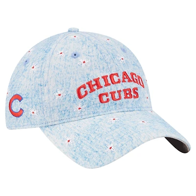 Women's New Era Light Blue Chicago Cubs Daisy All Over 9TWENTY Adjustable Hat