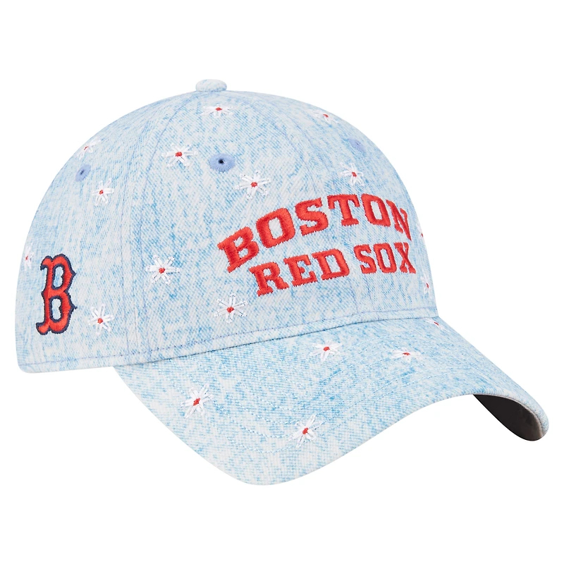 Women's New Era Light Blue Boston Red Sox Daisy All Over 9TWENTY Adjustable Hat