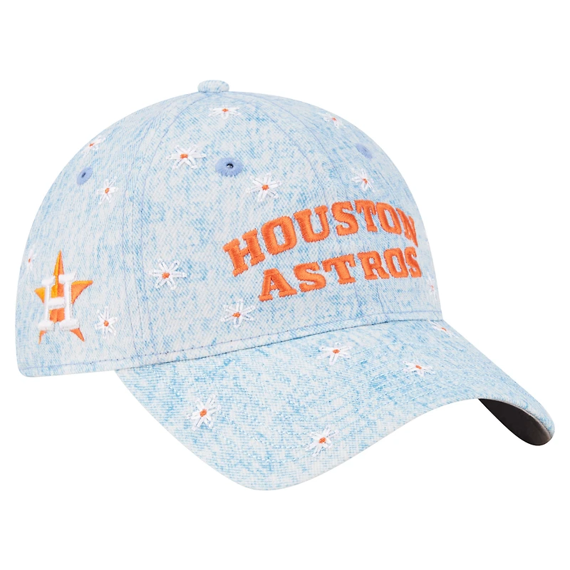 Women's New Era Light Blue Houston Astros Daisy All Over 9TWENTY Adjustable Hat