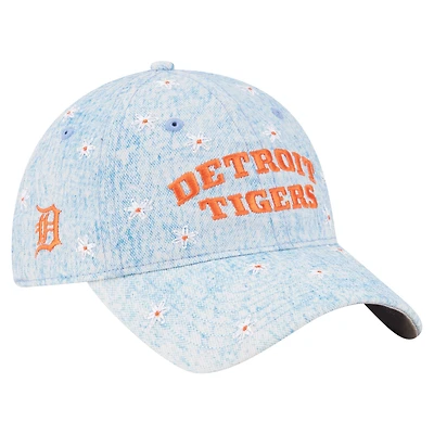 Women's New Era Light Blue Detroit Tigers Daisy All Over 9TWENTY Adjustable Hat
