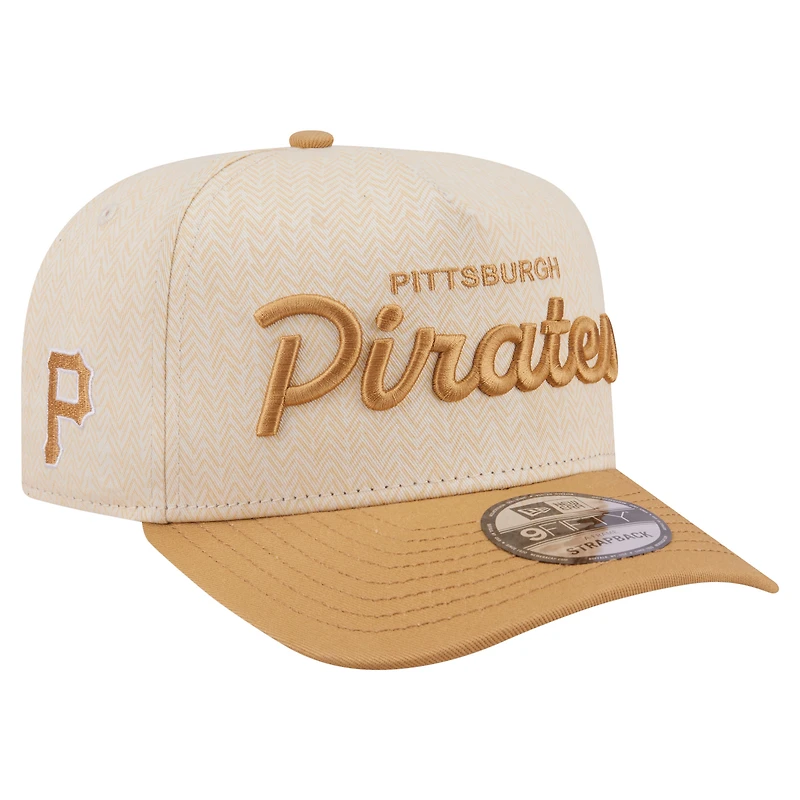 Men's New Era Cream Pittsburgh Pirates Herringbone 9FIFTY A-Frame Snapback Hat