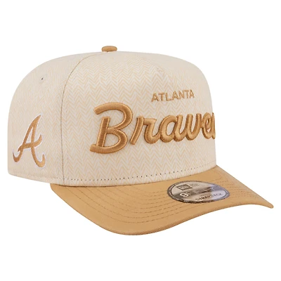 Men's New Era Cream Atlanta Braves Herringbone 9FIFTY A-Frame Snapback Hat