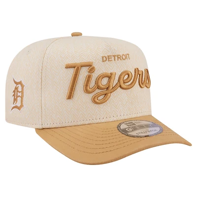 Men's New Era Cream Detroit Tigers Herringbone 9FIFTY A-Frame Snapback Hat