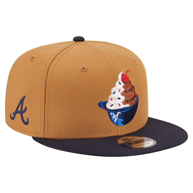 Men's New Era Khaki/Navy Atlanta Braves Ice Cream 9FIFTY Snapback Hat
