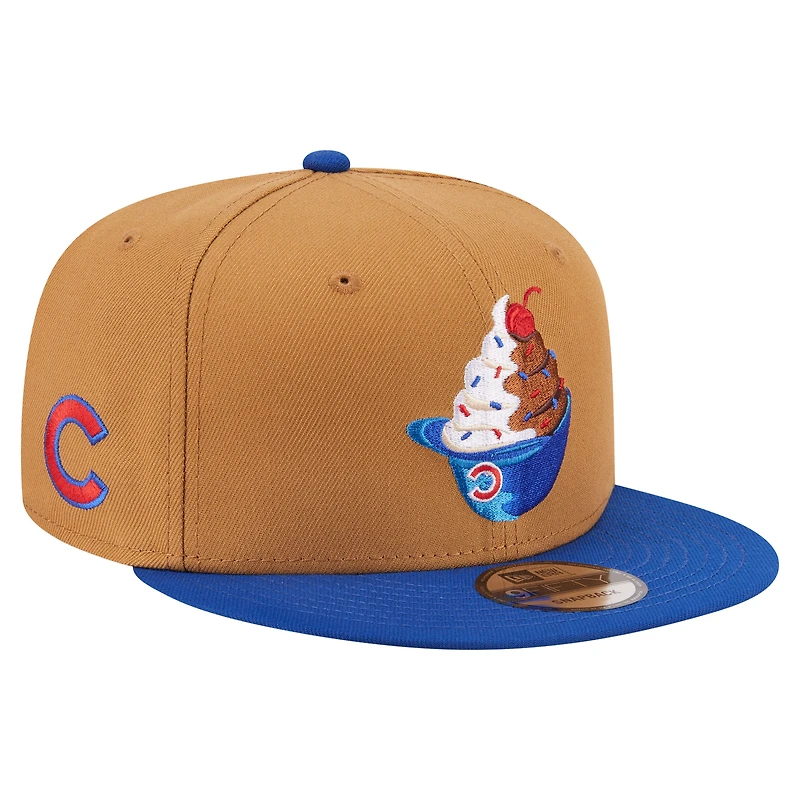 Men's New Era Khaki/Royal Chicago Cubs Ice Cream 9FIFTY Snapback Hat