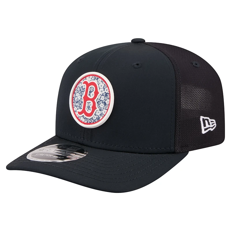 Men's New Era Navy Boston Red Sox Floral Patch 9SEVENTY Adjustable Hat