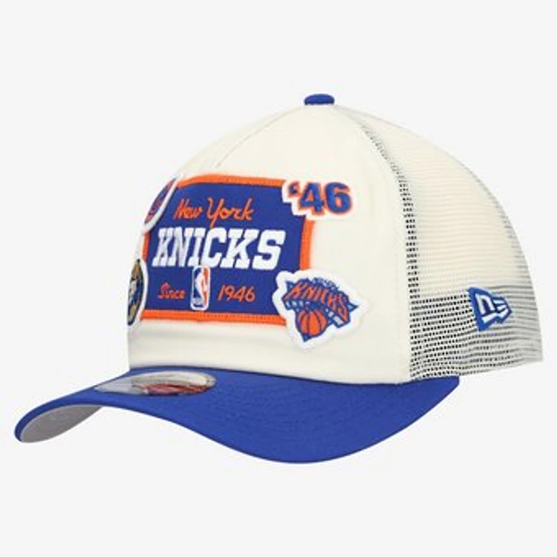 Men's New Era Off White New York Knicks Layered Patch 19TWENTY Adjustable Hat