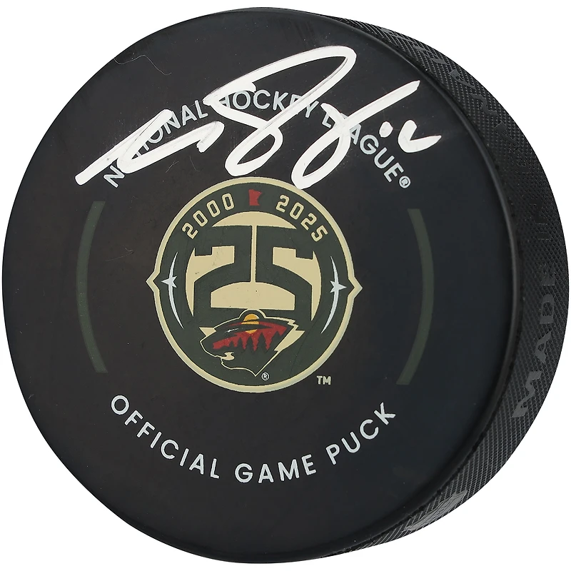 Matthew Boldy Minnesota Wild Autographed 25th Anniversary Official Game Puck