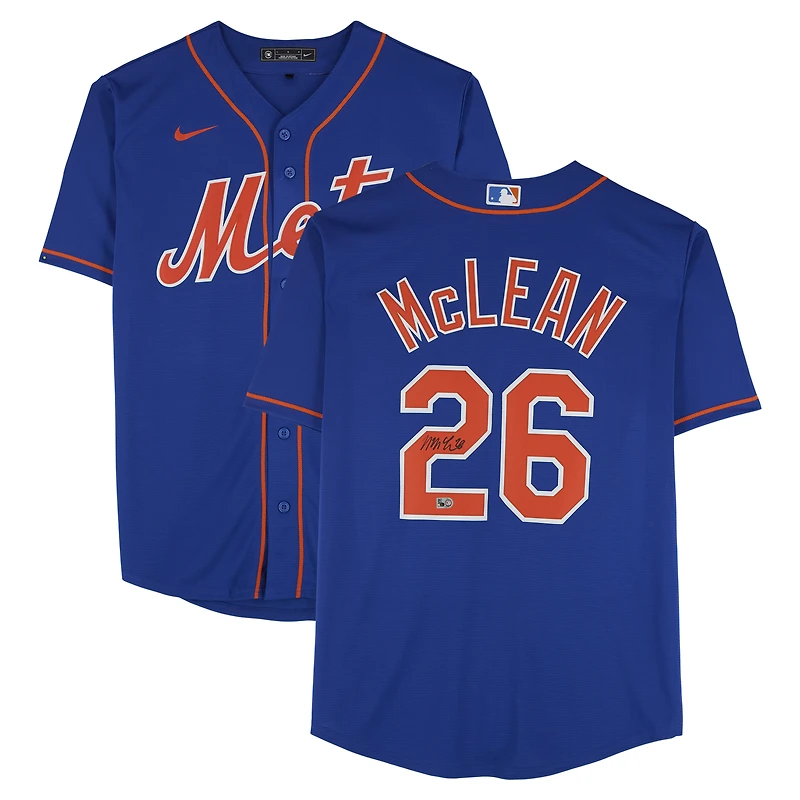 Nolan McLean New York Mets Autographed Royal Nike Replica Jersey