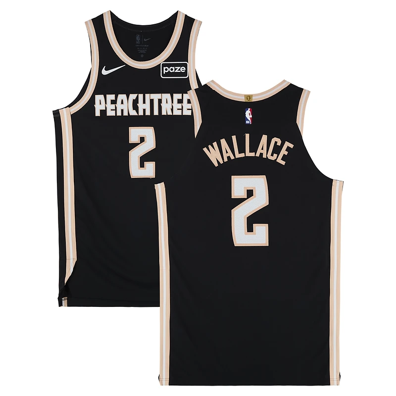 Keaton Wallace Atlanta Hawks Game-Used #2 Black Nike City Edition Jersey vs. Los Angeles Clippers on December 3, 2025 - Size 48+4