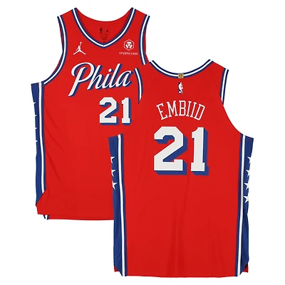 Joel Embiid Philadelphia 76ers Player-Issued #21 Red Nike Jersey from the 2023-24 NBA Season - Size 54+4