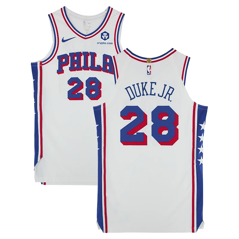 David Duke Jr. Philadelphia 76ers Player-Issued #28 White Nike Jersey from the 2023-24 NBA Season - Size 48+4