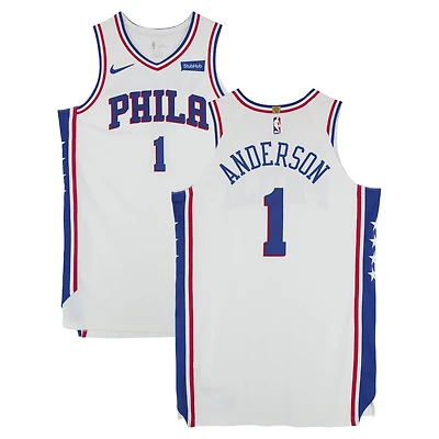Justin Anderson Philadelphia 76ers Player-Issued #1 White Nike Jersey from the 2017-18 NBA Season - Size 50+6