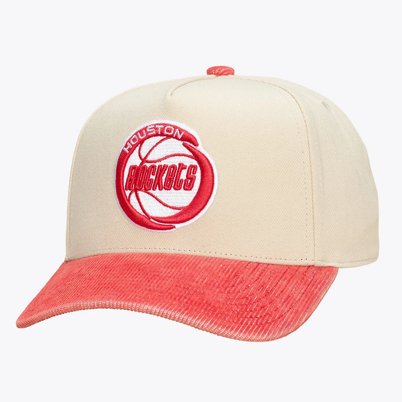 Unisex Mitchell & Ness Cream/Red Houston Rockets Faded Pro Snapback Hat