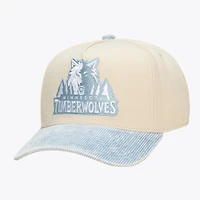 Unisex Mitchell & Ness Cream/Light Blue Minnesota Timberwolves Faded Pro Snapback Hat