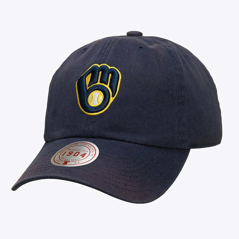 Unisex Mitchell & Ness Navy Milwaukee Brewers 1904 Soft Wash Adjustable Hat