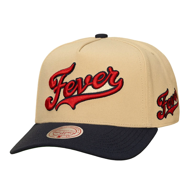 Unisex Mitchell & Ness Khaki/Navy Indiana Fever Two-Tone Pro Pinch Snapback Hat