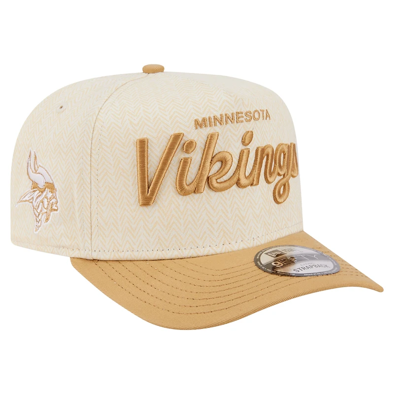 Men's New Era Cream Minnesota Vikings Herringbone 9FIFTY A-Frame Snapback Hat