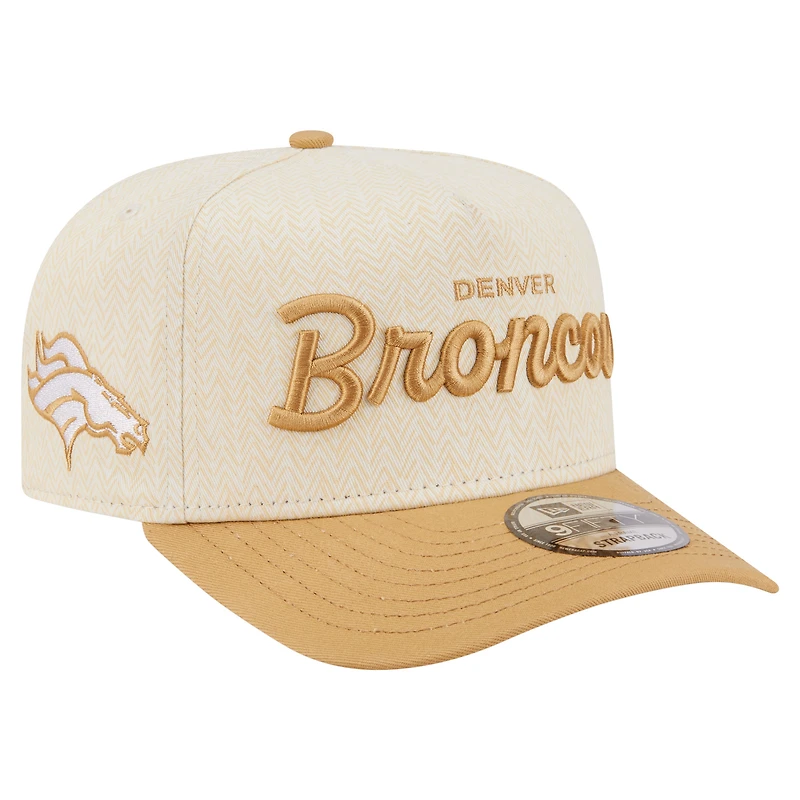 Men's New Era  Cream Denver Broncos Herringbone 9FIFTY A-Frame Snapback Hat