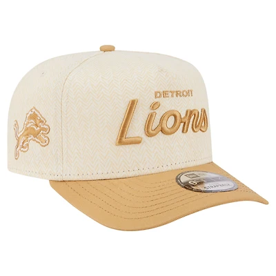Men's New Era Cream Detroit Lions Herringbone 9FIFTY A-Frame Snapback Hat