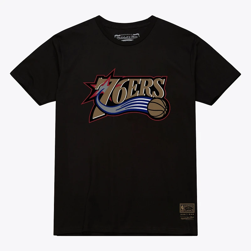 Unisex Mitchell & Ness Black Philadelphia 76ers Hardwood Classics Arch T-Shirt