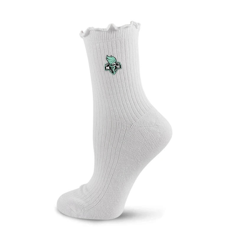 Women's PRO Compression  White New York Liberty Logo Lettuce Hem Quarter Socks