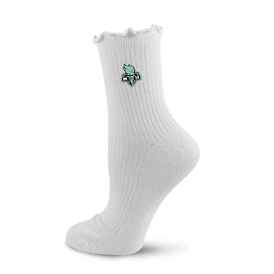 Women's PRO Compression  White New York Liberty Logo Lettuce Hem Quarter Socks