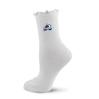 Women's PRO Compression  White Colorado Avalanche Logo Lettuce Hem Quarter Socks