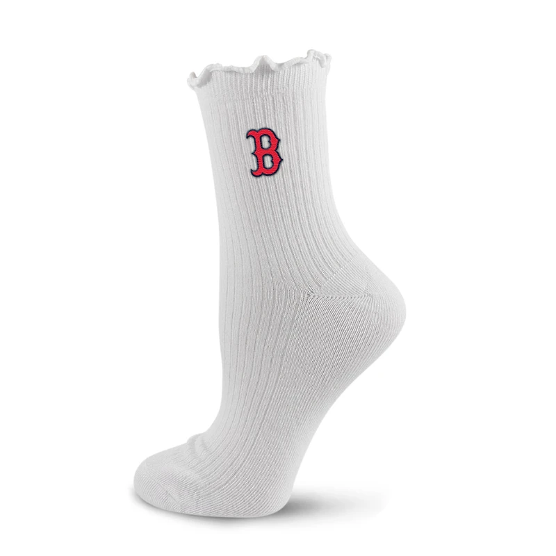 Women's PRO Compression  White Boston Red Sox Logo Lettuce Hem Quarter Socks