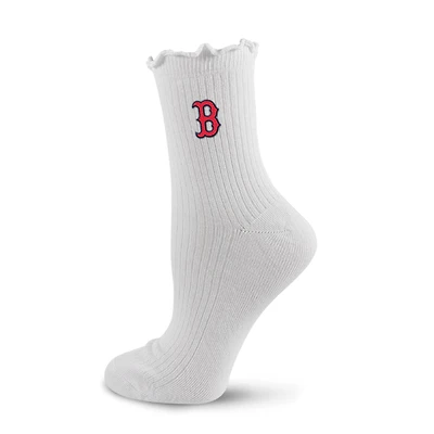 Women's PRO Compression  White Boston Red Sox Logo Lettuce Hem Quarter Socks
