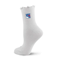 Women's PRO Compression  White New York Rangers Logo Lettuce Hem Quarter Socks