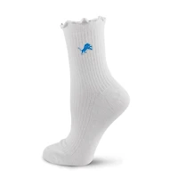 Women's PRO Compression  White Detroit Lions Logo Lettuce Hem Quarter Socks