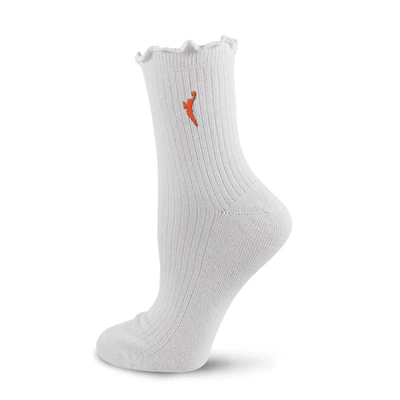 Women's PRO Compression White WNBA Logo Lettuce Hem Quarter Socks
