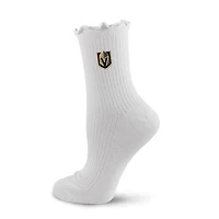 Women's PRO Compression  White Vegas Golden Knights Logo Lettuce Hem Quarter Socks