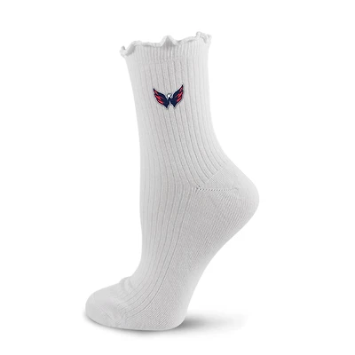 Women's PRO Compression  White Washington Capitals Logo Lettuce Hem Quarter Socks