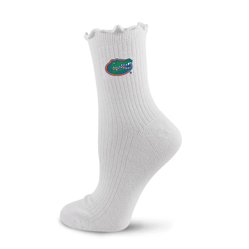 Women's PRO Compression  White Florida Gators Logo Lettuce Hem Quarter Socks
