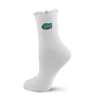 Women's PRO Compression  White Florida Gators Logo Lettuce Hem Quarter Socks