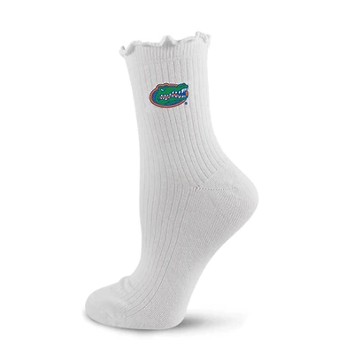 Women's PRO Compression  White Florida Gators Logo Lettuce Hem Quarter Socks