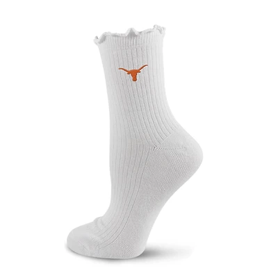 Women's PRO Compression  White Texas Longhorns Logo Lettuce Hem Quarter Socks