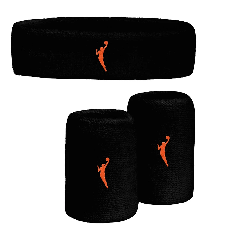 WNBA Black 3-Pack Headband & Wristband Combo Set