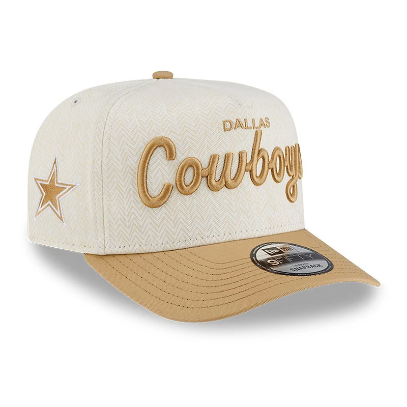 Men's New Era Cream Dallas Cowboys Herringbone 9FIFTY A-Frame Snapback Hat