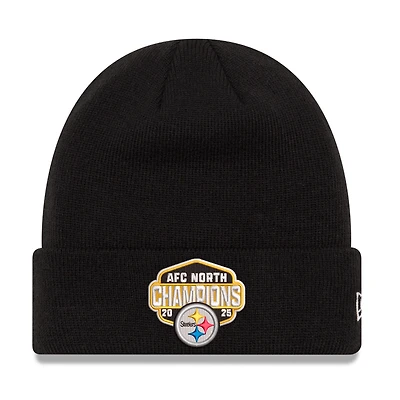 Men's New Era  Black Pittsburgh Steelers 2025 AFC North Division Champions Cuffed Knit Hat