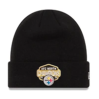 Men's New Era  Black Pittsburgh Steelers 2025 AFC North Division Champions Cuffed Knit Hat
