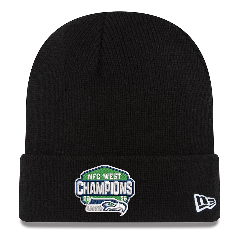 Men's New Era Black Seattle Seahawks 2025 NFC West Division Champions Cuffed Knit Hat