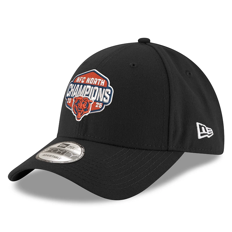 Men's New Era Black Chicago Bears 2025 NFC North Division Champions 9FORTY Adjustable Hat