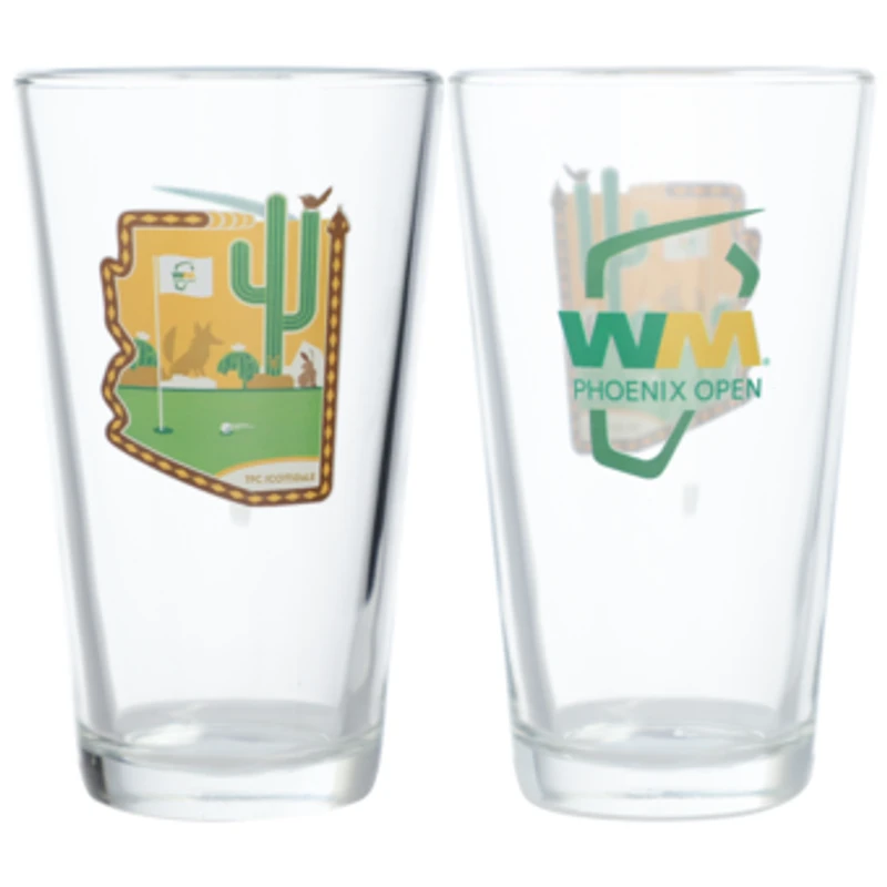 WM Phoenix Open Map 16oz. Pint Glass Two Pack