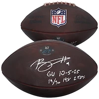 Bryce Young Carolina Panthers Autographed Game-Used Football vs. Miami Dolphins on October 5, 2025 with Multiple Inscriptions - #167